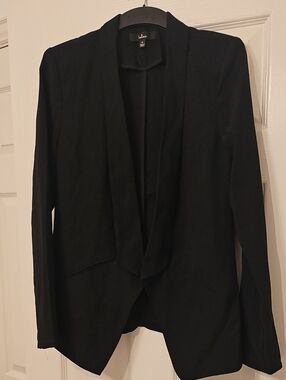 Lulu's Black Draped Open-Front Blazer